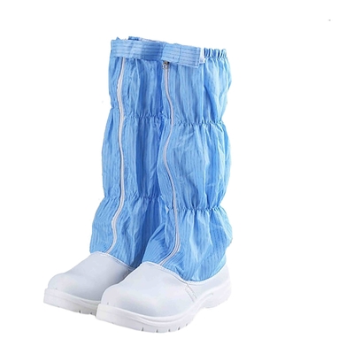 L'unité centrale garnissent en cuir réutilisable respirable d'anti de tissu de 5mm bottes bleues blanches statiques de pièce propre