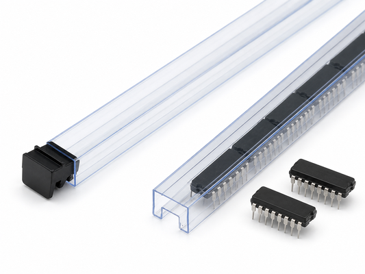 Tube de rangement antistatique en PVC transparent pour circuits intégrés avec capuchons de protection