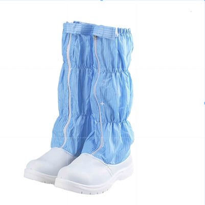 Le cuir PU 5 mm Tissu antistatique Blanc bleu Bottes de salle blanche respirantes réutilisables