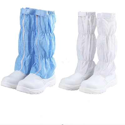 Le cuir PU 5 mm Tissu antistatique Blanc bleu Bottes de salle blanche respirantes réutilisables