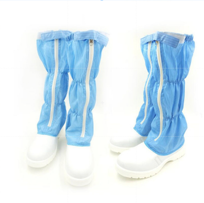 Le cuir PU 5 mm Tissu antistatique Blanc bleu Bottes de salle blanche respirantes réutilisables