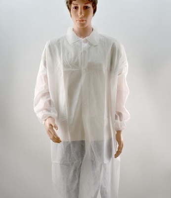 Manteau non tissé jetable SMS de laboratoire de pièce propre respirable avec la manchette élastique