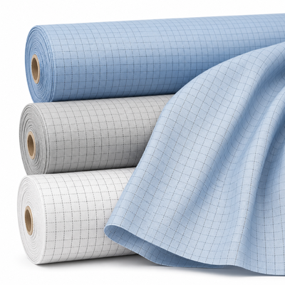 Tissus à tissu de salle blanche 110 g/m2 10E5-10E9 Ohm pour vêtements de travail antistatiques