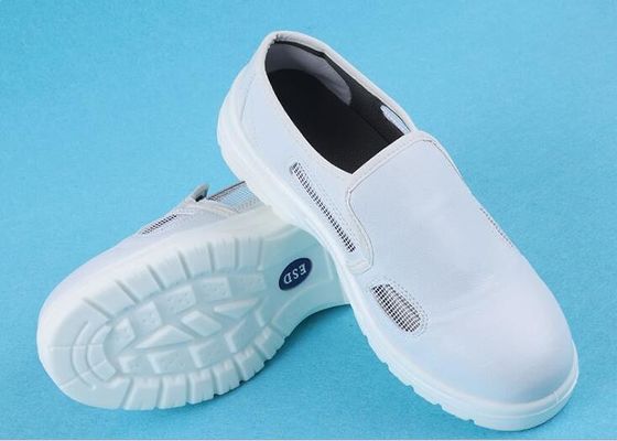Chaussures de sécurité ESD respirantes à 4 mailles ouvertes sur le côté blanches - PU et toile, anti-statique et anti-collision, taille 34-46